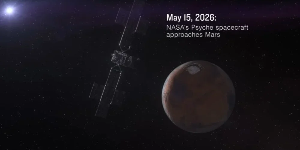 Космический аппарат NASA Psyche запечатлел видеозапись пролета мимо Марса